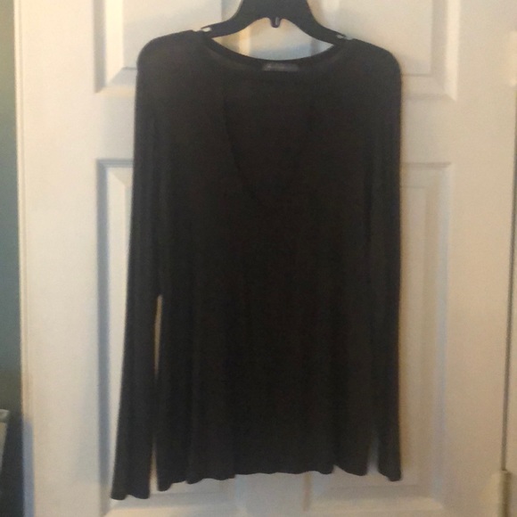 Open Neck Chocolate Soft Long Sleeve Top - Picture 1 of 3